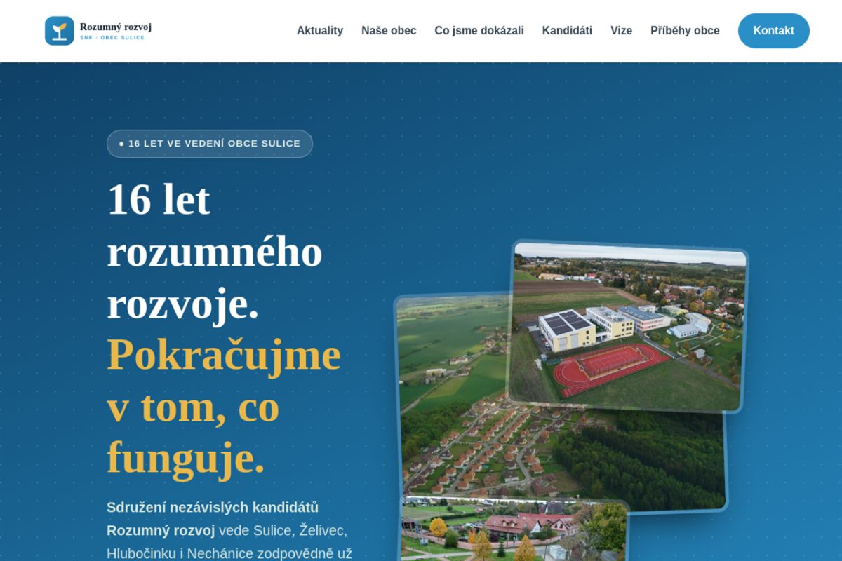 Náhled kampaňového webu SNK Rozumný rozvoj